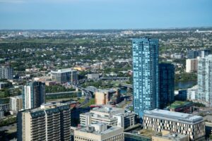 Calgary city centre with modern buildings