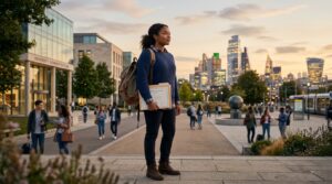 Graduate preparing for a new academic and career direction abroad
