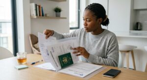 Student preparing international study visa documents